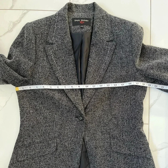 Simply Manakin/ Grey & black peppered/ Buttoned/  Blazer/ Size US 8 - Picture 16 of 16